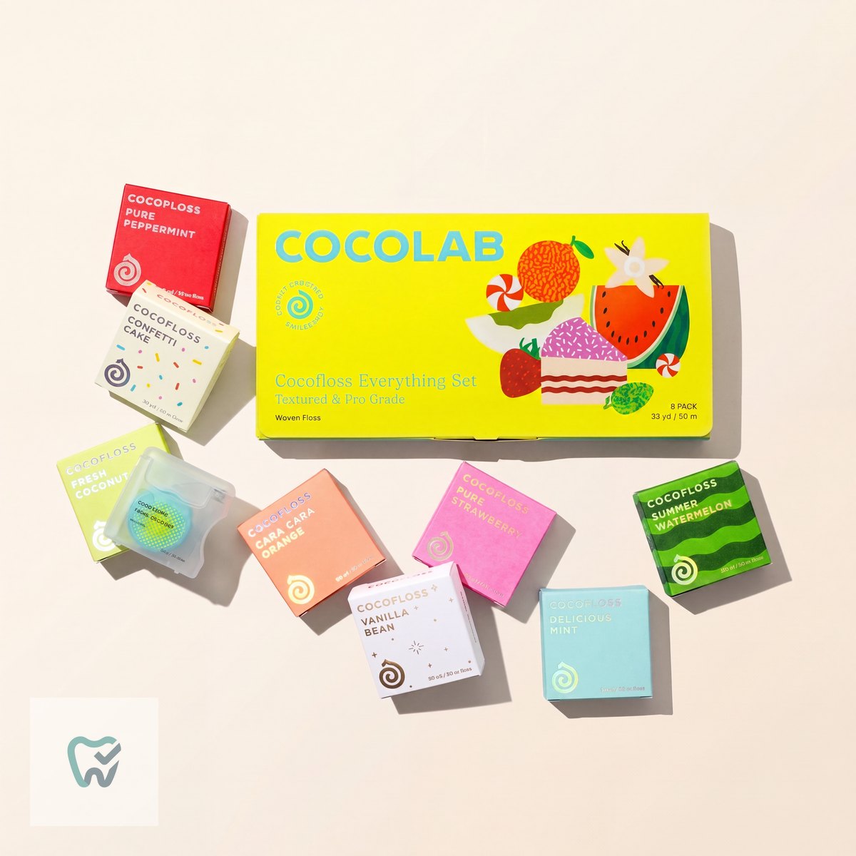 طقم خيط أسنان منسوج – 8 عبوات بنكهات مختلفة – Cocofloss