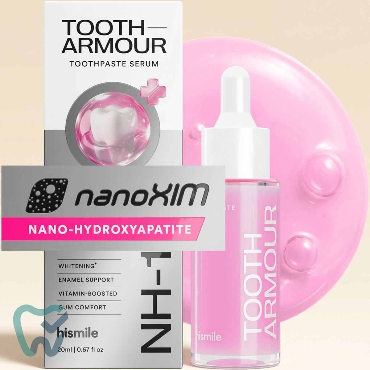 سيروم يُضاف إلى معجونك بهيدروكسي أباتيت النانوي – 20 مل – Hismile Tooth Armour